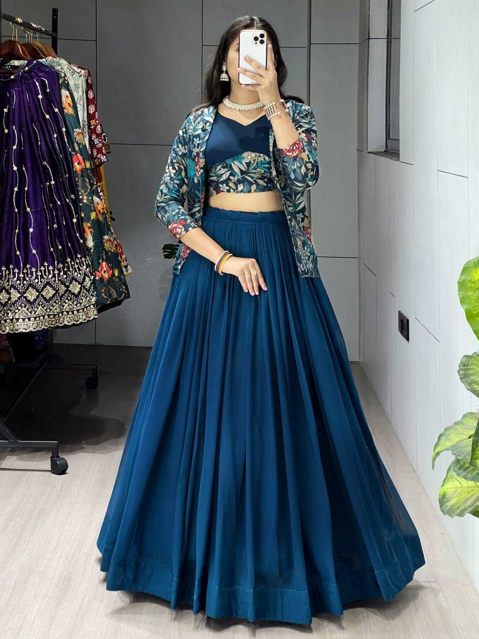 Ynf Georgette RIN119 8210 Lehengas Wholesale Fancy Lehenga Simple Lehenga Jacket Style Lehenga Manufacturer- Kapda Export