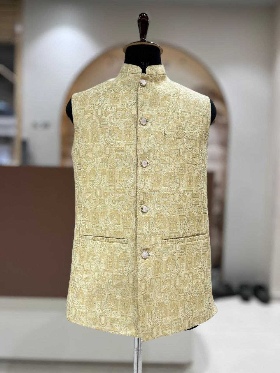 Ynf Jacquard KESH629 Koti-1 Mens Wear Wholesale Nehru Jacket Festive & Wedding Coats Ethnic Waistcoats Manufacturer- Kapda Export