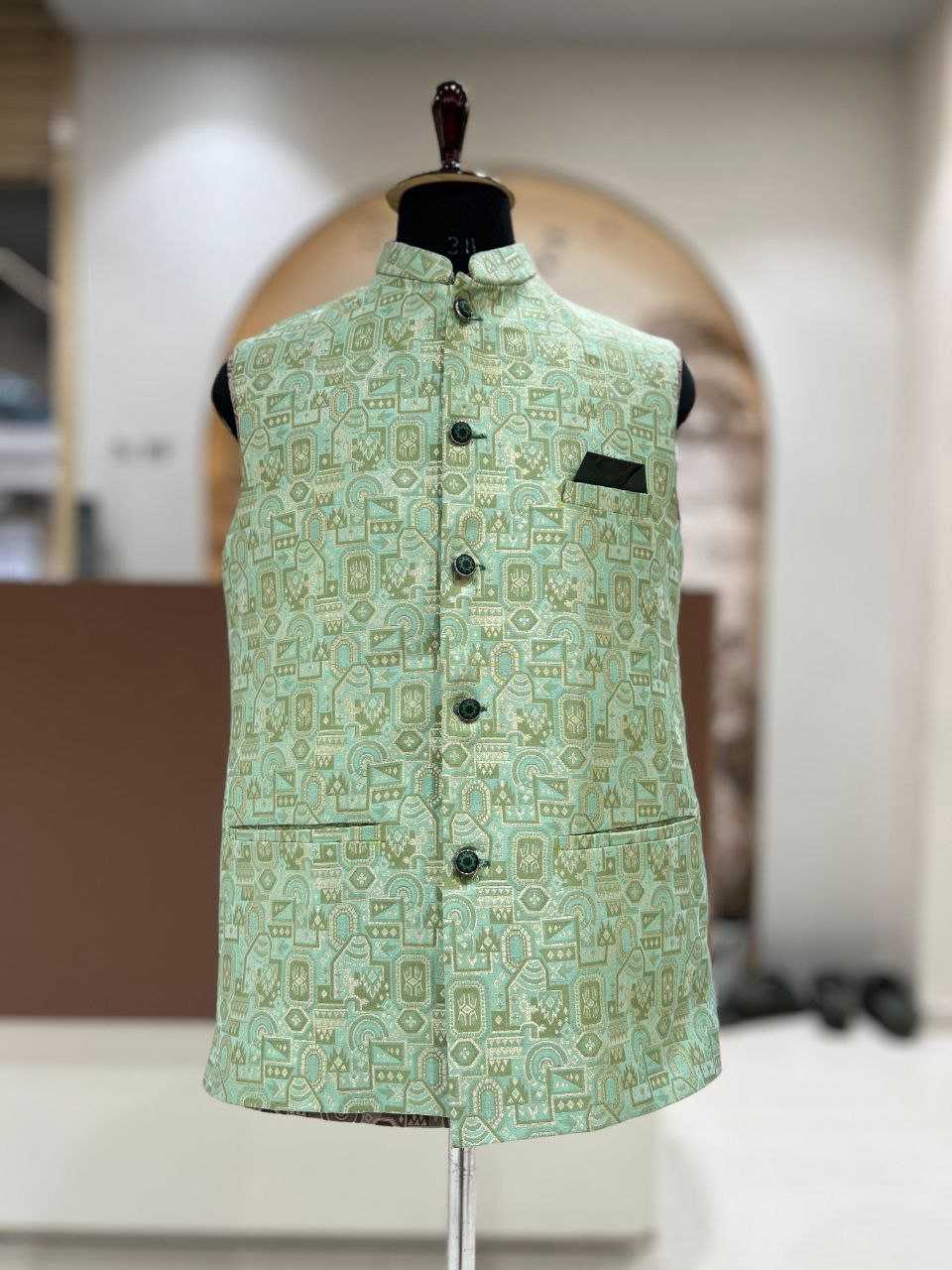 Ynf Jacquard KESH629 Koti-1 Mens Wear Wholesale Nehru Jacket Festive & Wedding Coats Ethnic Waistcoats Manufacturer- Kapda Export