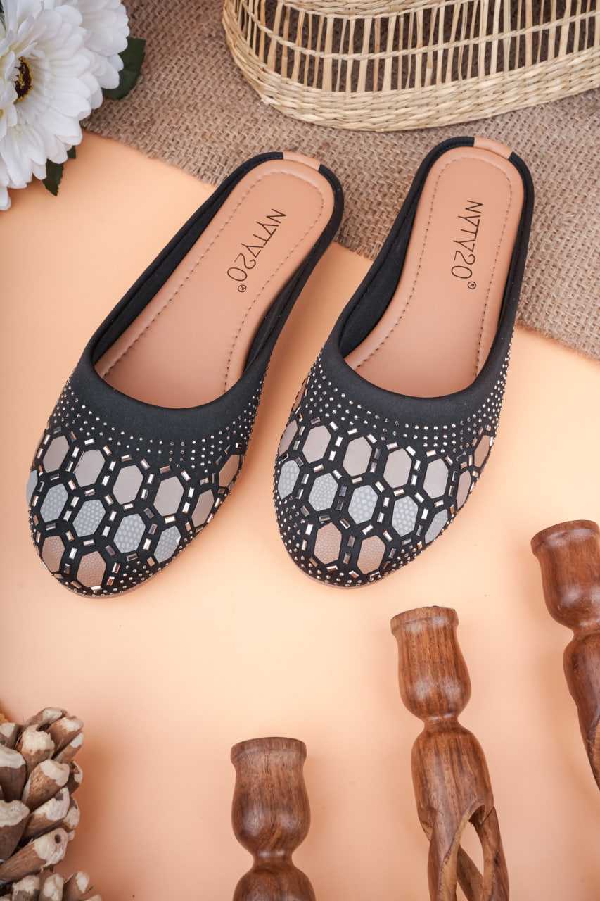 Ynf Leather RIN188 KAVYA Festive Collections Women Ethnic Footwear Wholesale Designer Juttis Denim Embroidered Juttis Casual Ethnic Footwear Manufacturer- Kapda Export