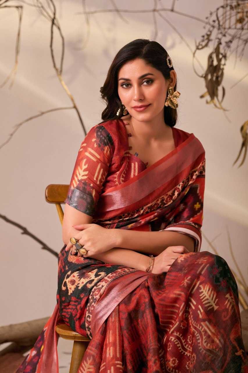 Ynf Linen KESH522 1011 Silk Sarees Wholesale Patola Sarees Ikat Sarees Printed Silk Saree Manufacturer- Kapda Export