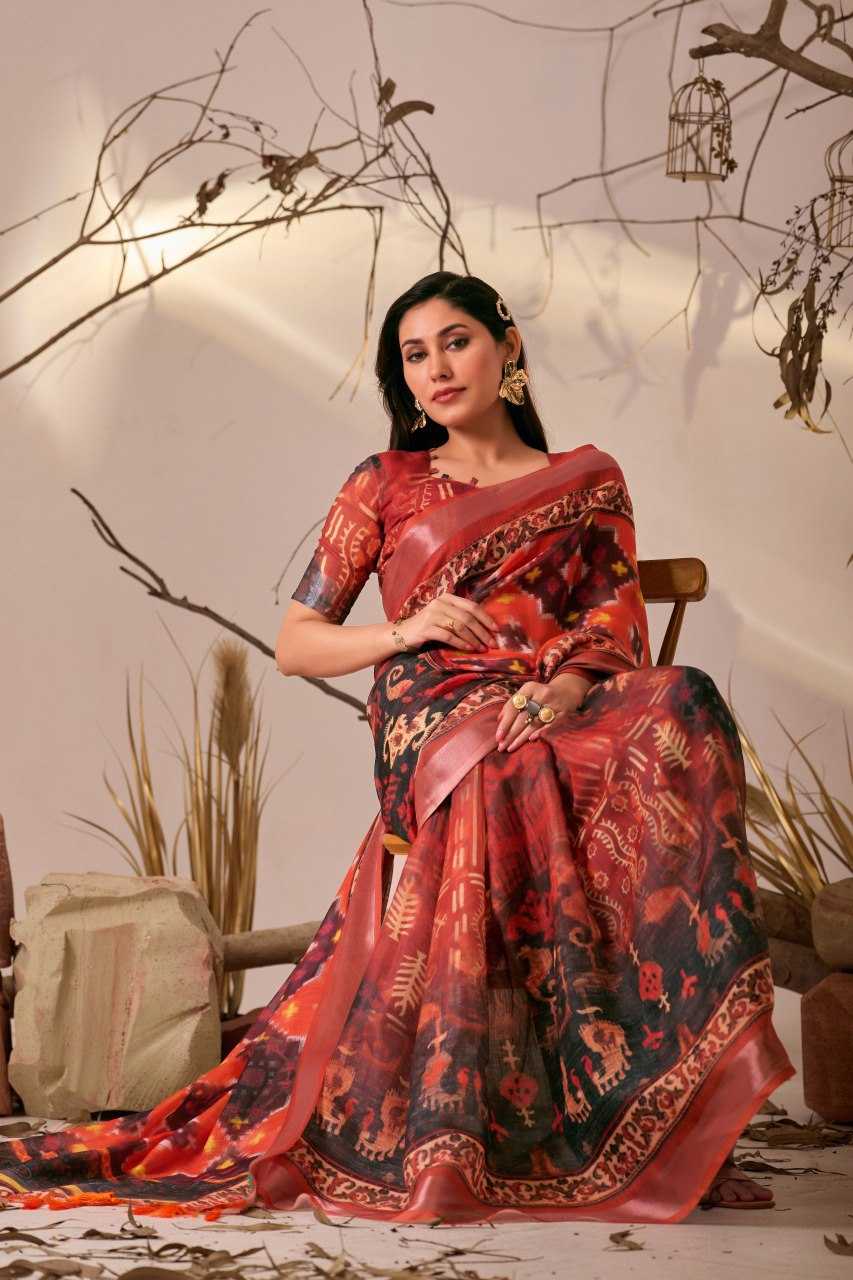 Ynf Linen KESH522 1011 Silk Sarees Wholesale Patola Sarees Ikat Sarees Printed Silk Saree Manufacturer- Kapda Export