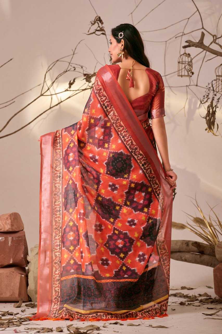 Ynf Linen KESH522 1011 Silk Sarees Wholesale Patola Sarees Ikat Sarees Printed Silk Saree Manufacturer- Kapda Export