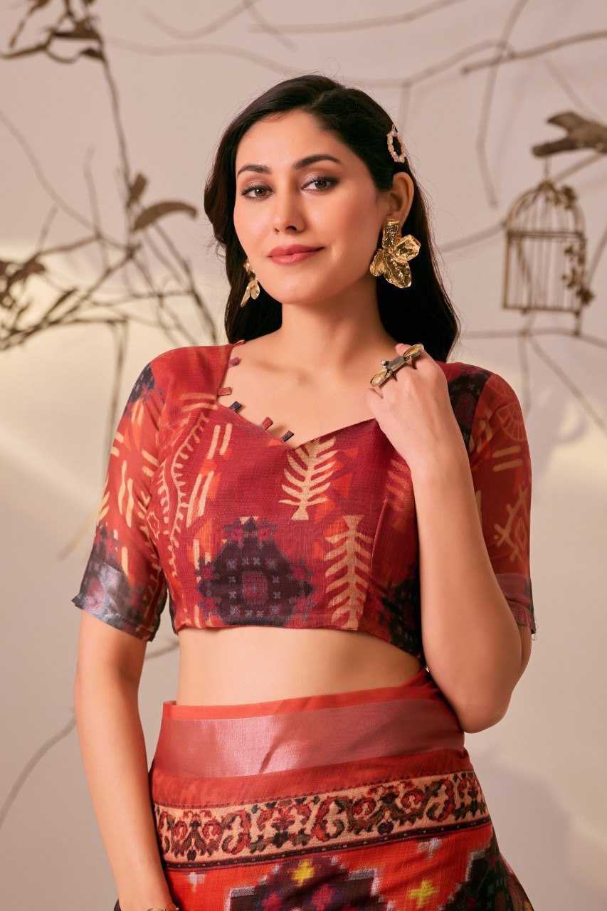 Ynf Linen KESH522 1011 Silk Sarees Wholesale Patola Sarees Ikat Sarees Printed Silk Saree Manufacturer- Kapda Export