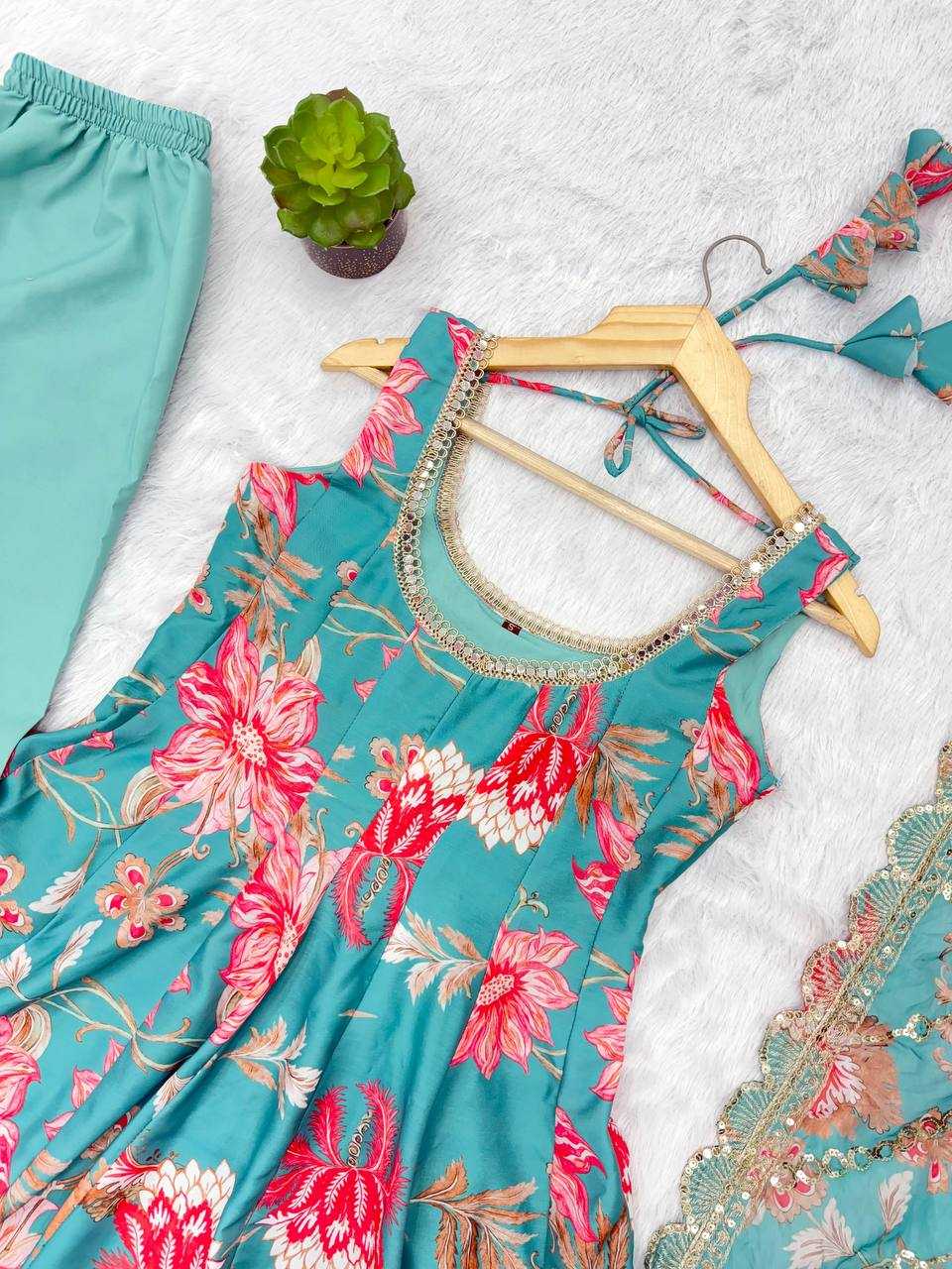 Ynf Muslin KESH617 24 Gowns Wholesale Anarkali Gown Designer Gowns Floral Print Gowns Manufacturer- Kapda Export