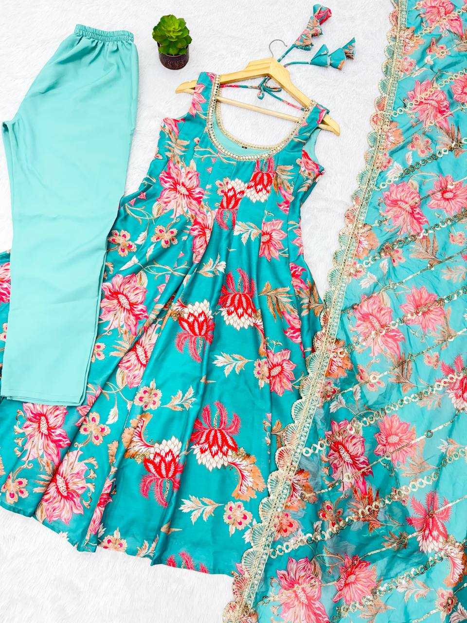 Ynf Muslin KESH617 24 Gowns Wholesale Anarkali Gown Designer Gowns Floral Print Gowns Manufacturer- Kapda Export