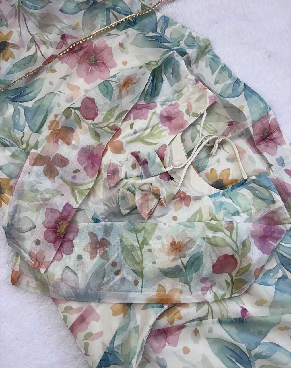 Ynf Organza KESH617 1003 Gowns Wholesale Printed Gowns Wedding Gown Lightweight Gowns Manufacturer- Kapda Export