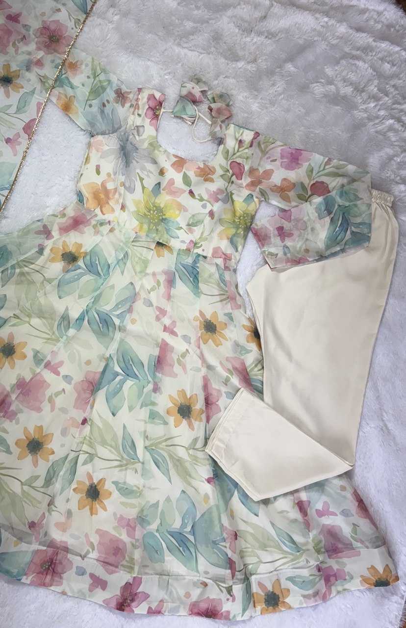 Ynf Organza KESH617 1003 Gowns Wholesale Printed Gowns Wedding Gown Lightweight Gowns Manufacturer- Kapda Export