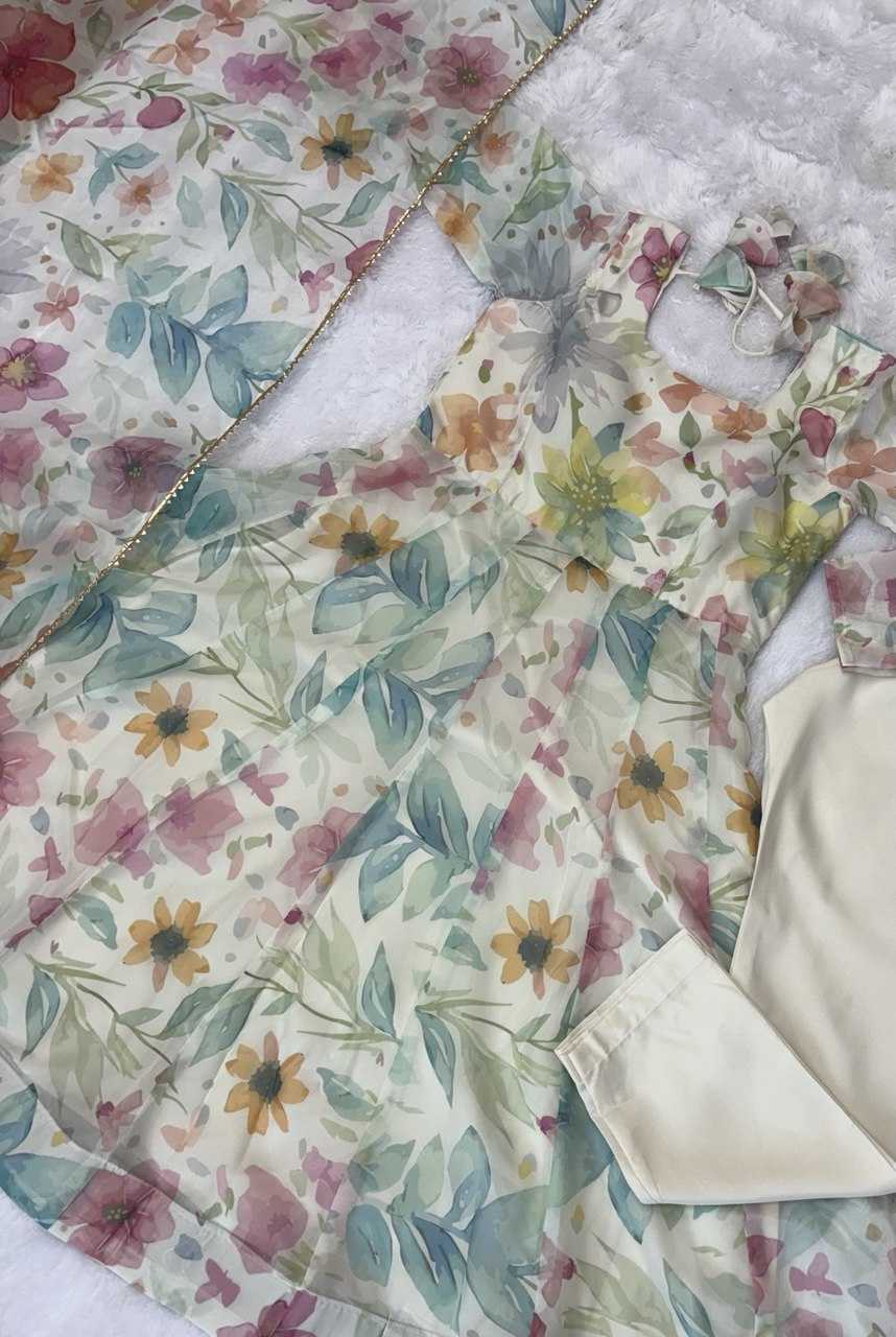 Ynf Organza KESH617 1003 Gowns Wholesale Printed Gowns Wedding Gown Lightweight Gowns Manufacturer- Kapda Export