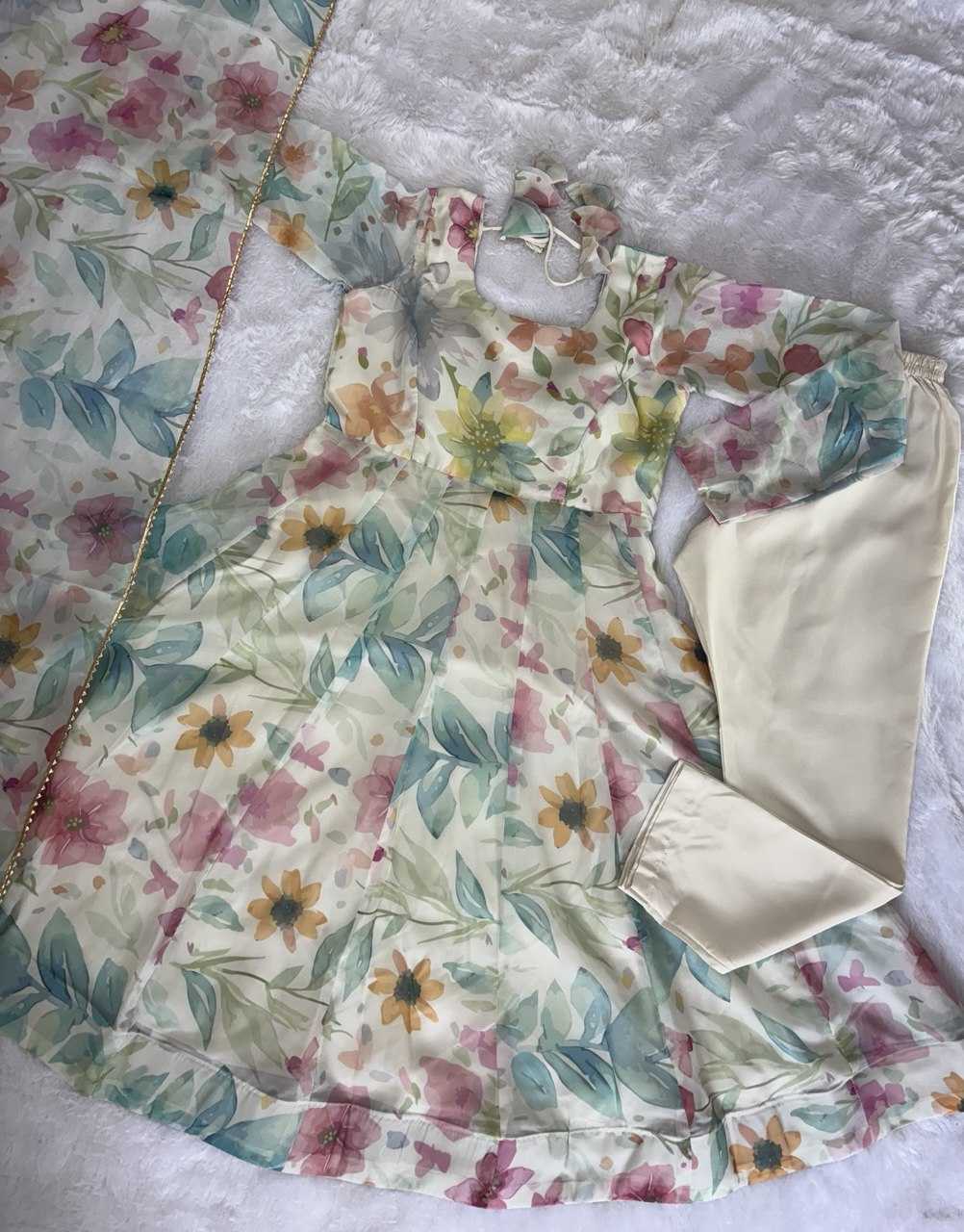 Ynf Organza KESH617 1003 Gowns Wholesale Printed Gowns Wedding Gown Lightweight Gowns Manufacturer- Kapda Export