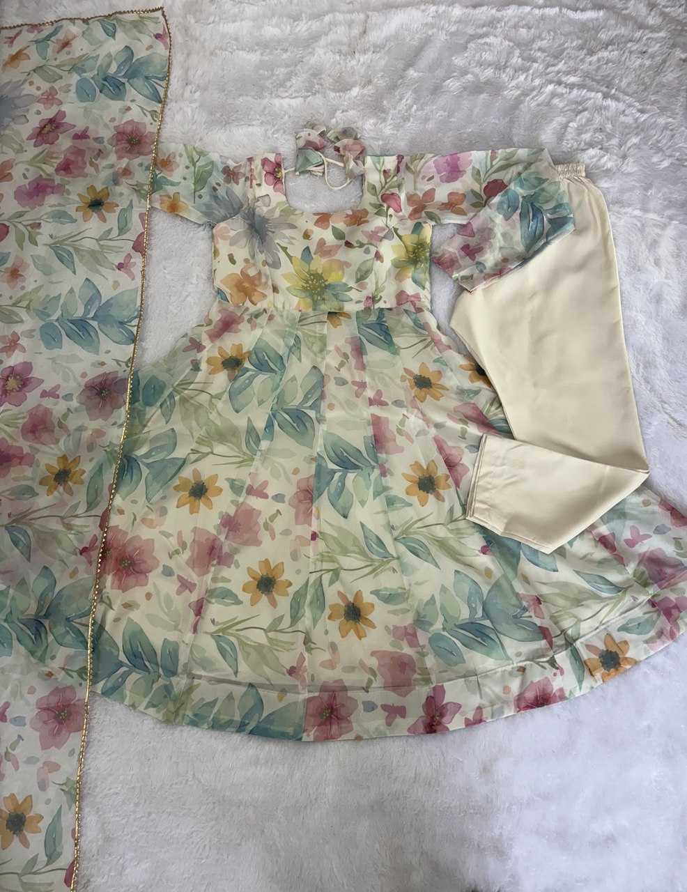 Ynf Organza KESH617 1003 Gowns Wholesale Printed Gowns Wedding Gown Lightweight Gowns Manufacturer- Kapda Export