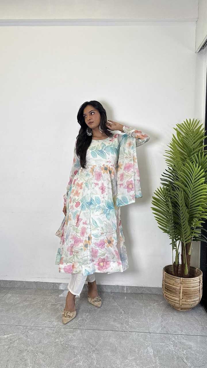 Ynf Organza KESH617 1003 Gowns Wholesale Printed Gowns Wedding Gown Lightweight Gowns Manufacturer- Kapda Export