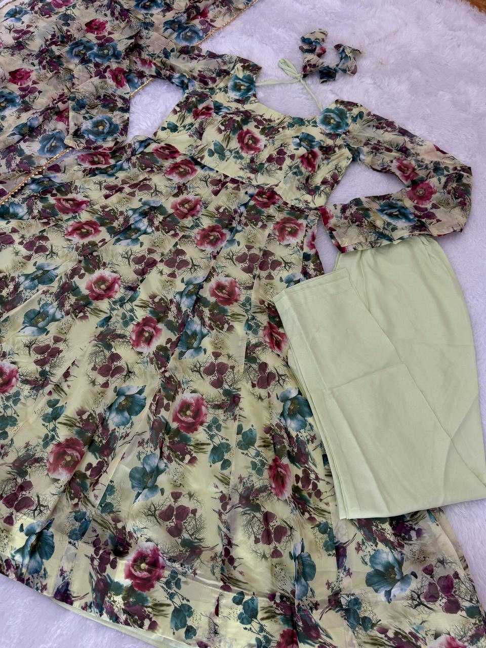 Ynf Organza KESH617 1004 Gowns Wholesale Printed Gowns Long Gowns Lightweight Gowns Manufacturer- Kapda Export