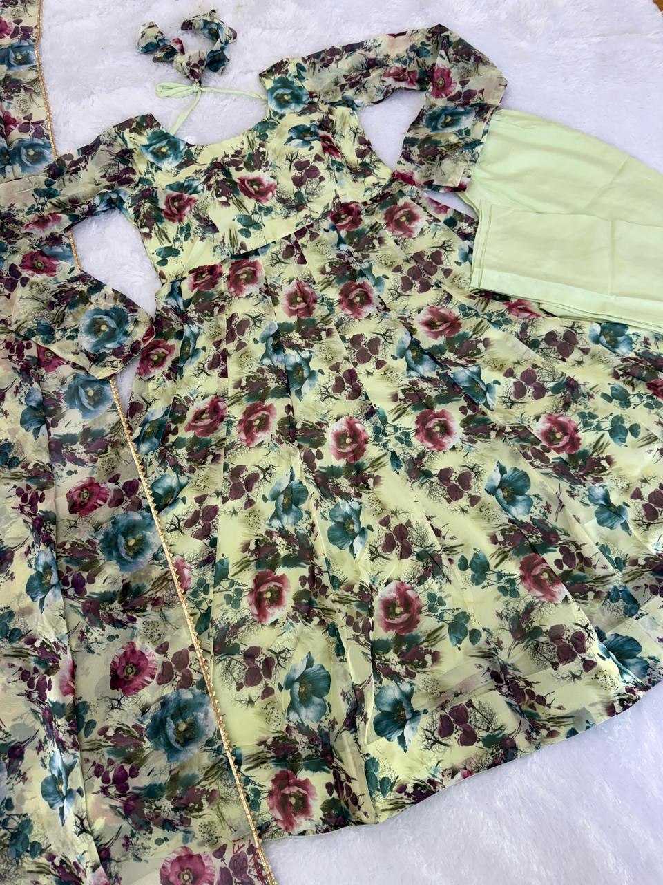 Ynf Organza KESH617 1004 Gowns Wholesale Printed Gowns Long Gowns Lightweight Gowns Manufacturer- Kapda Export