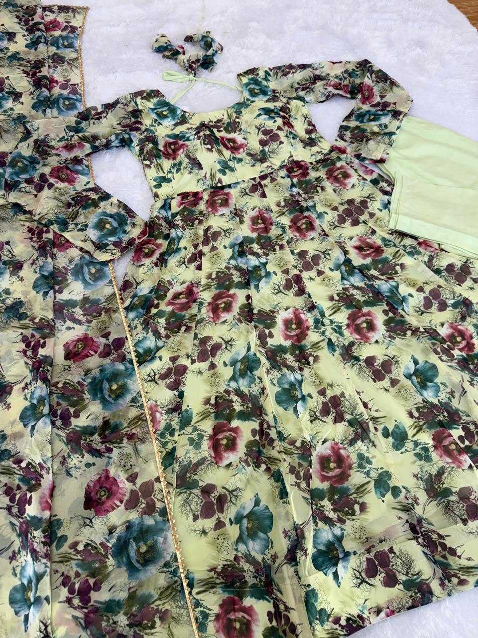 Ynf Organza KESH617 1004 Gowns Wholesale Printed Gowns Long Gowns Lightweight Gowns Manufacturer- Kapda Export