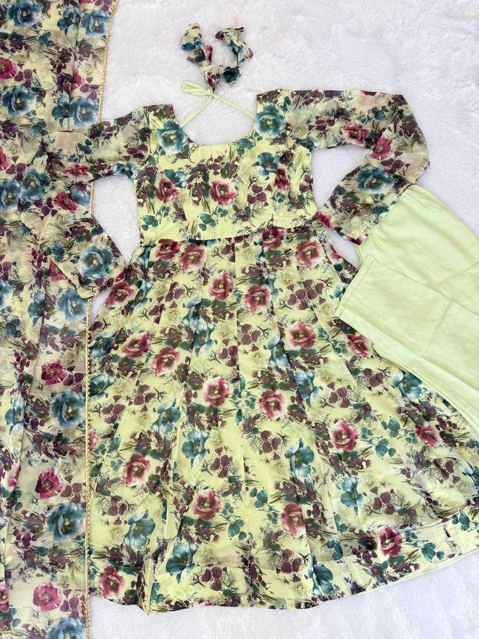 Ynf Organza KESH617 1004 Gowns Wholesale Printed Gowns Long Gowns Lightweight Gowns Manufacturer- Kapda Export