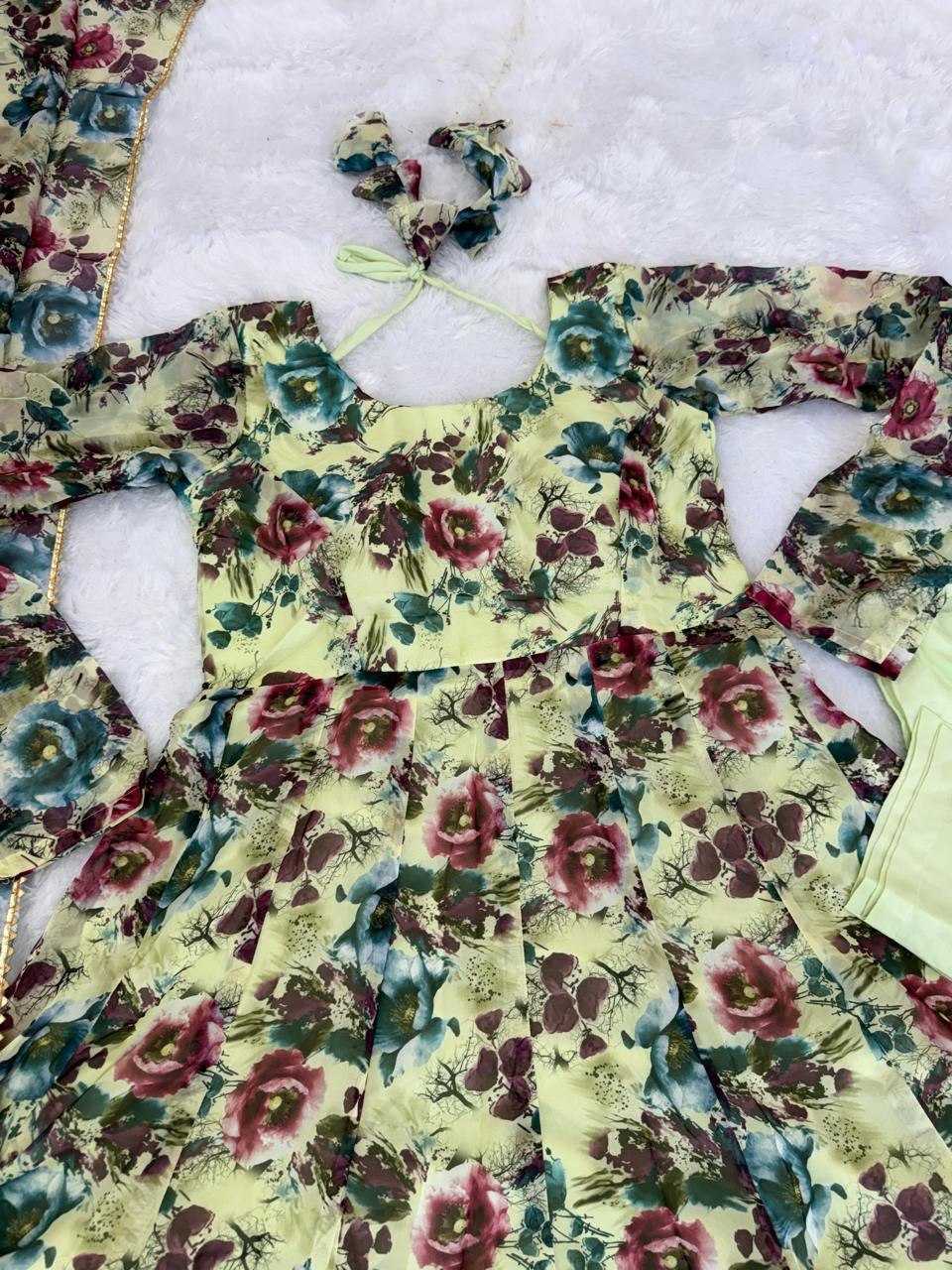 Ynf Organza KESH617 1004 Gowns Wholesale Printed Gowns Long Gowns Lightweight Gowns Manufacturer- Kapda Export