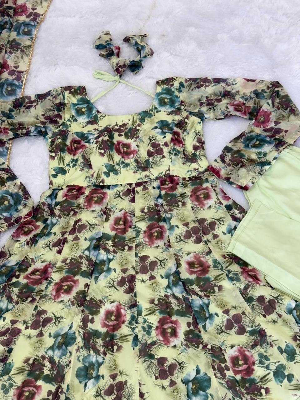 Ynf Organza KESH617 1004 Gowns Wholesale Printed Gowns Long Gowns Lightweight Gowns Manufacturer- Kapda Export