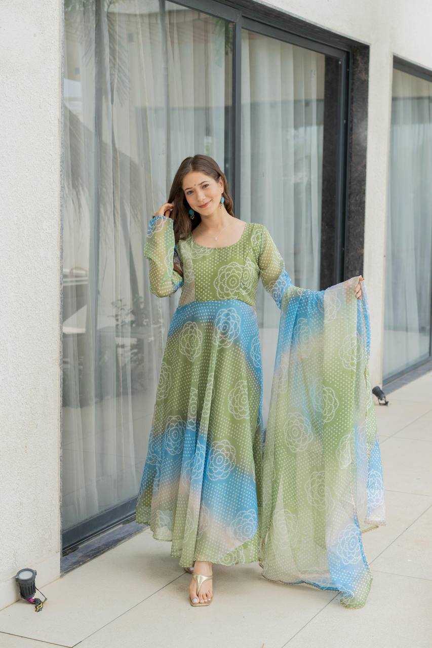 Ynf Organza KESH617 12 Gowns Wholesale Printed Gowns Fancy Gowns Lightweight Gowns Manufacturer- Kapda Export