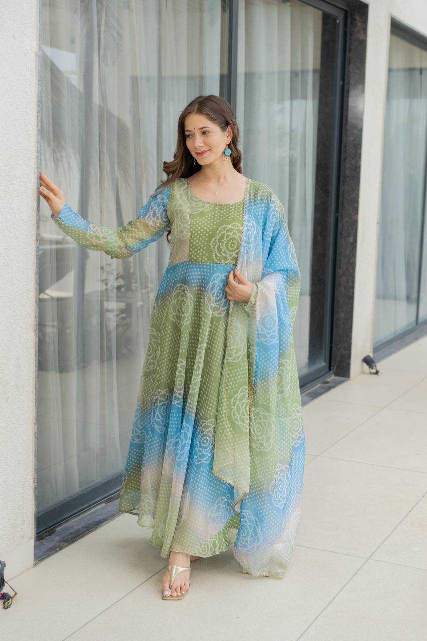 Ynf Organza KESH617 12 Gowns Wholesale Printed Gowns Fancy Gowns Lightweight Gowns Manufacturer- Kapda Export