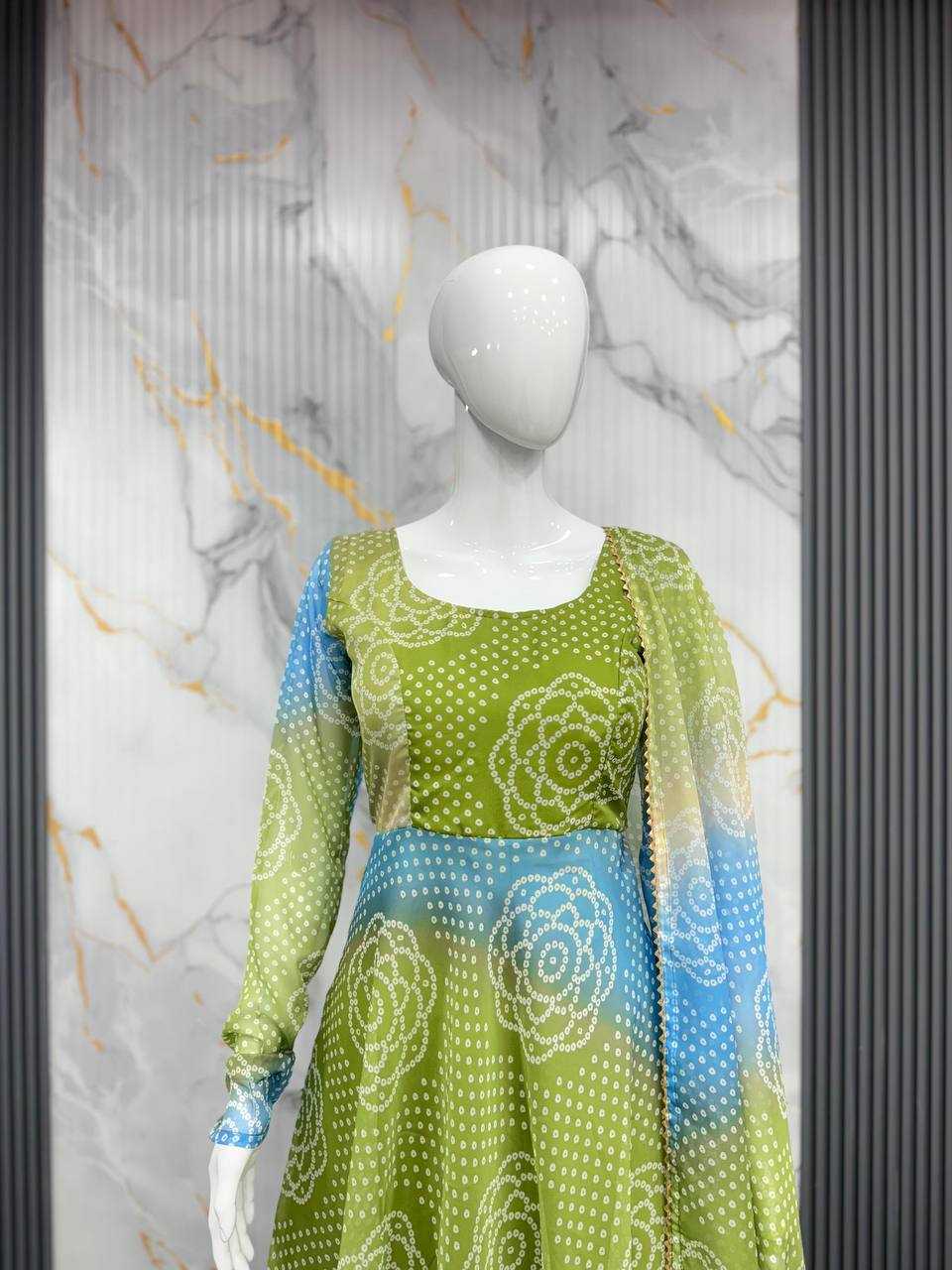 Ynf Organza KESH617 12 Gowns Wholesale Printed Gowns Fancy Gowns Lightweight Gowns Manufacturer- Kapda Export