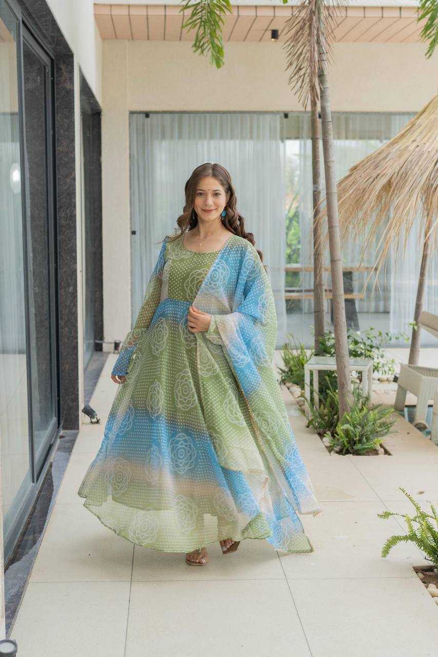 Ynf Organza KESH617 12 Gowns Wholesale Printed Gowns Fancy Gowns Lightweight Gowns Manufacturer- Kapda Export