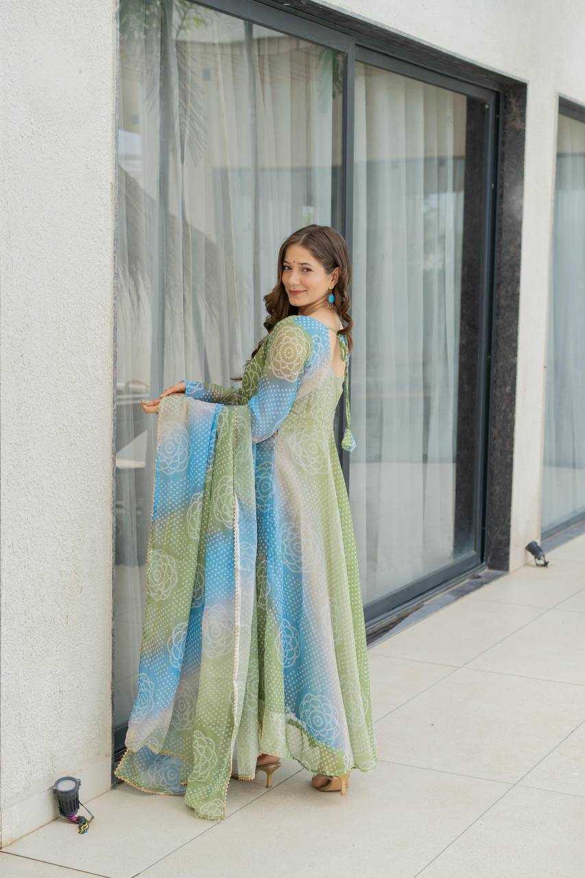 Ynf Organza KESH617 12 Gowns Wholesale Printed Gowns Fancy Gowns Lightweight Gowns Manufacturer- Kapda Export