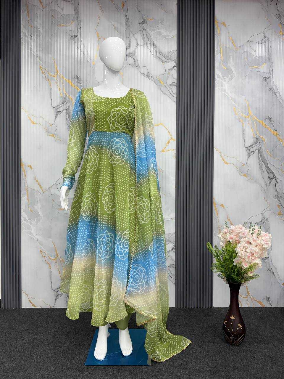 Ynf Organza KESH617 12 Gowns Wholesale Printed Gowns Fancy Gowns Lightweight Gowns Manufacturer- Kapda Export