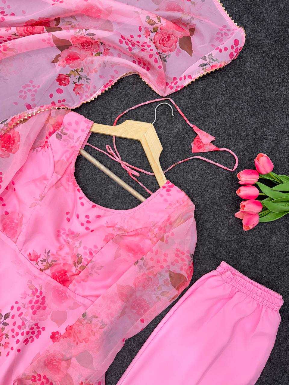 Ynf Organza KESH617 14 Gowns Wholesale Printed Gowns Fancy Gowns Lightweight Gowns Manufacturer- Kapda Export