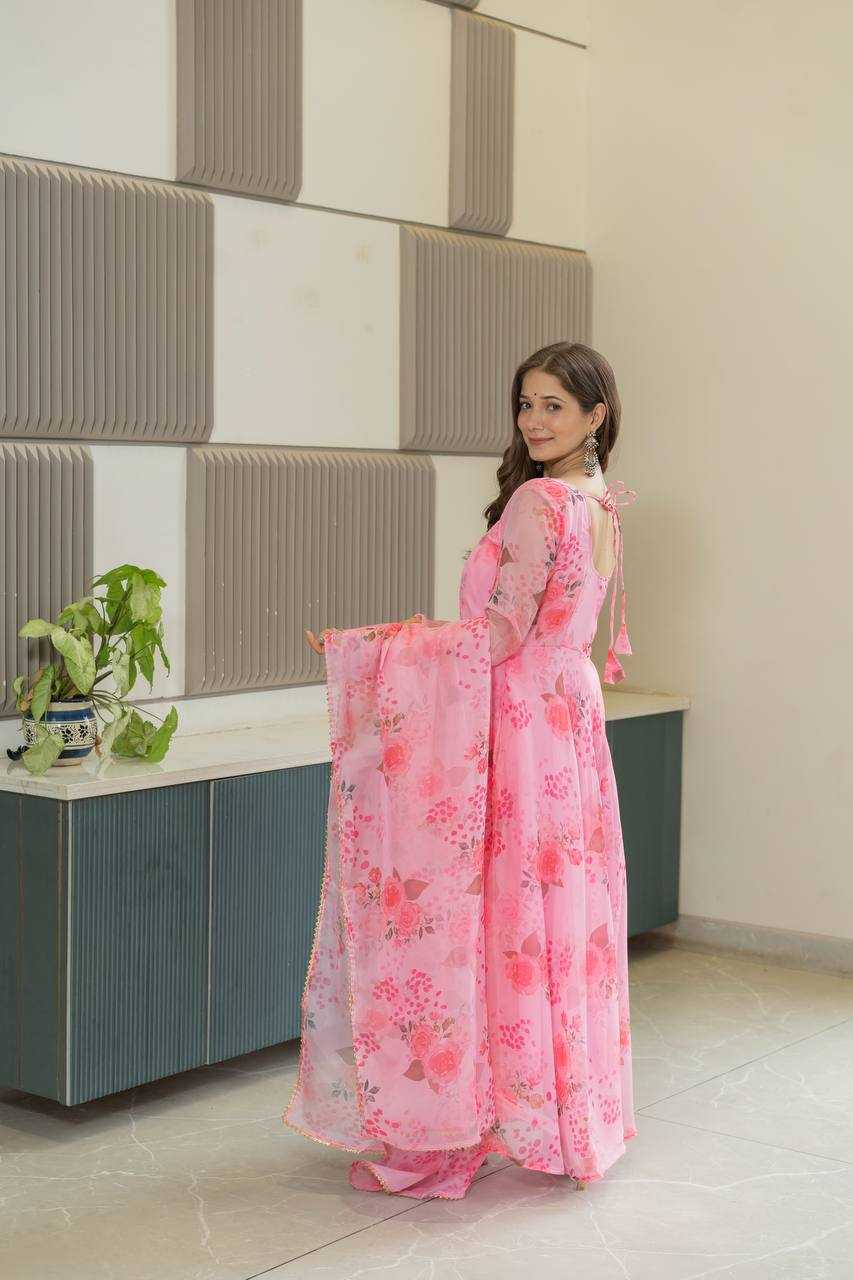 Ynf Organza KESH617 14 Gowns Wholesale Printed Gowns Fancy Gowns Lightweight Gowns Manufacturer- Kapda Export