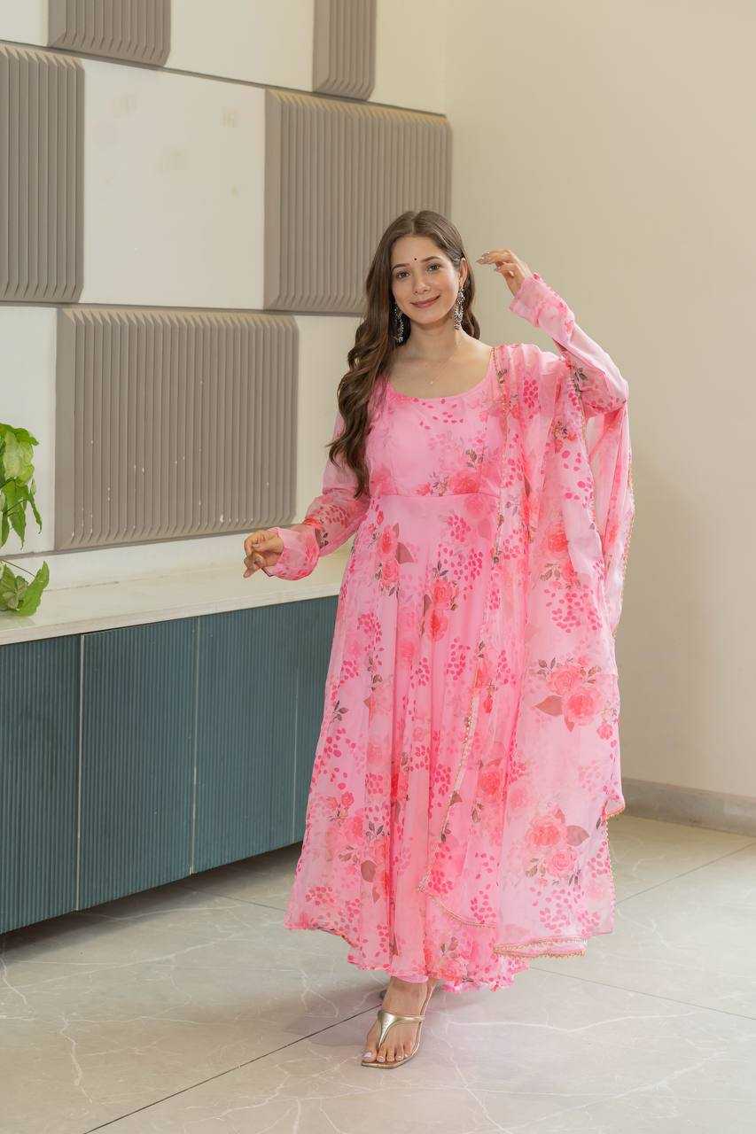 Ynf Organza KESH617 14 Gowns Wholesale Printed Gowns Fancy Gowns Lightweight Gowns Manufacturer- Kapda Export