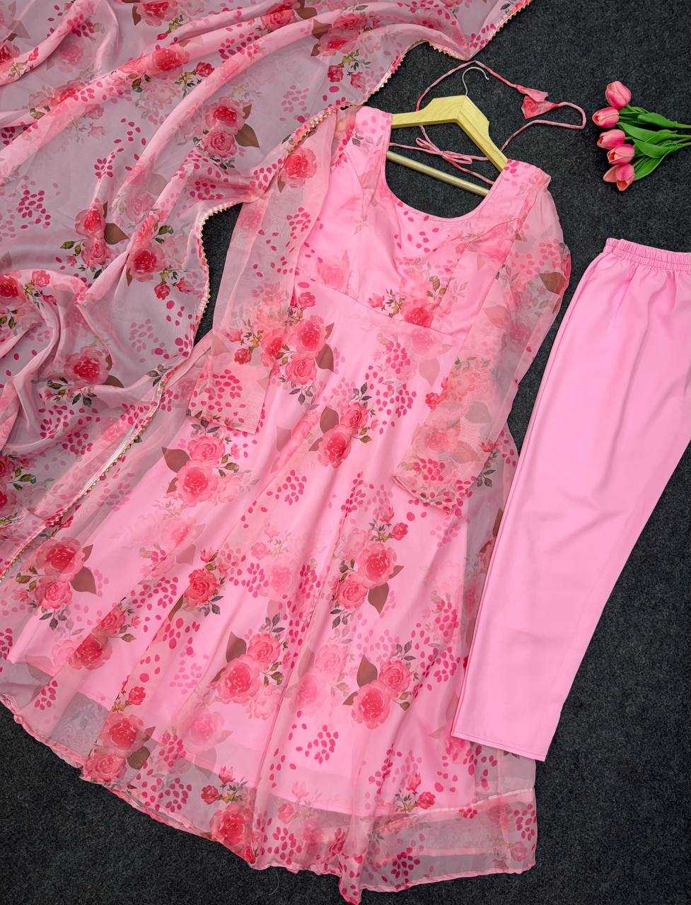 Ynf Organza KESH617 14 Gowns Wholesale Printed Gowns Fancy Gowns Lightweight Gowns Manufacturer- Kapda Export