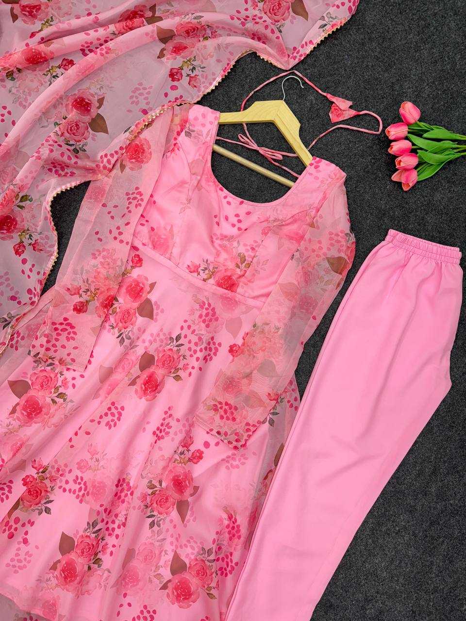 Ynf Organza KESH617 14 Gowns Wholesale Printed Gowns Fancy Gowns Lightweight Gowns Manufacturer- Kapda Export