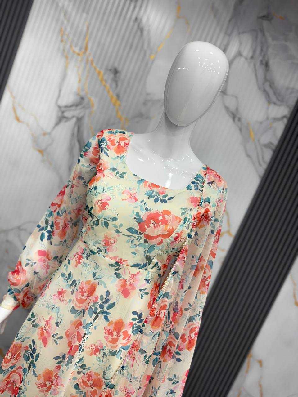 Ynf Organza KESH617 15 Gowns Wholesale Printed Gowns Fancy Gowns Lightweight Gowns Manufacturer- Kapda Export