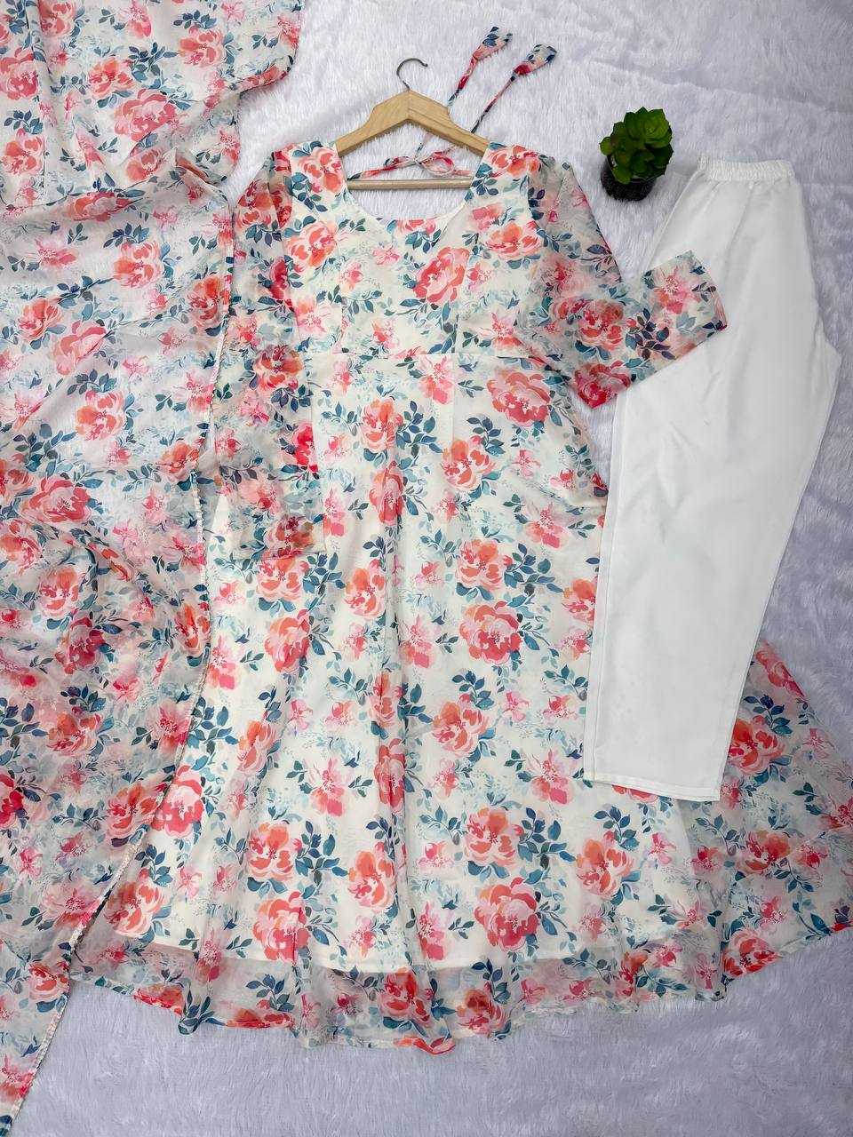 Ynf Organza KESH617 15 Gowns Wholesale Printed Gowns Fancy Gowns Lightweight Gowns Manufacturer- Kapda Export