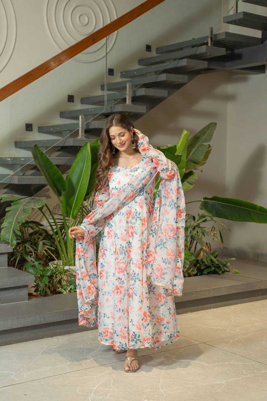 Ynf Organza KESH617 15 Gowns Wholesale Printed Gowns Fancy Gowns Lightweight Gowns Manufacturer- Kapda Export