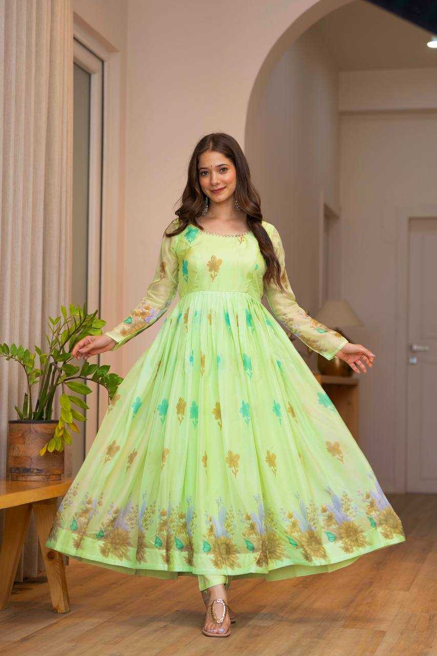 Ynf Organza KESH617 16 Gowns Wholesale Printed Gowns Fancy Gowns Lightweight Gowns Manufacturer- Kapda Export