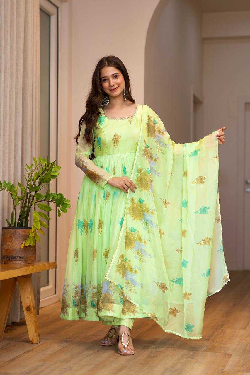 Ynf Organza KESH617 16 Gowns Wholesale Printed Gowns Fancy Gowns Lightweight Gowns Manufacturer- Kapda Export