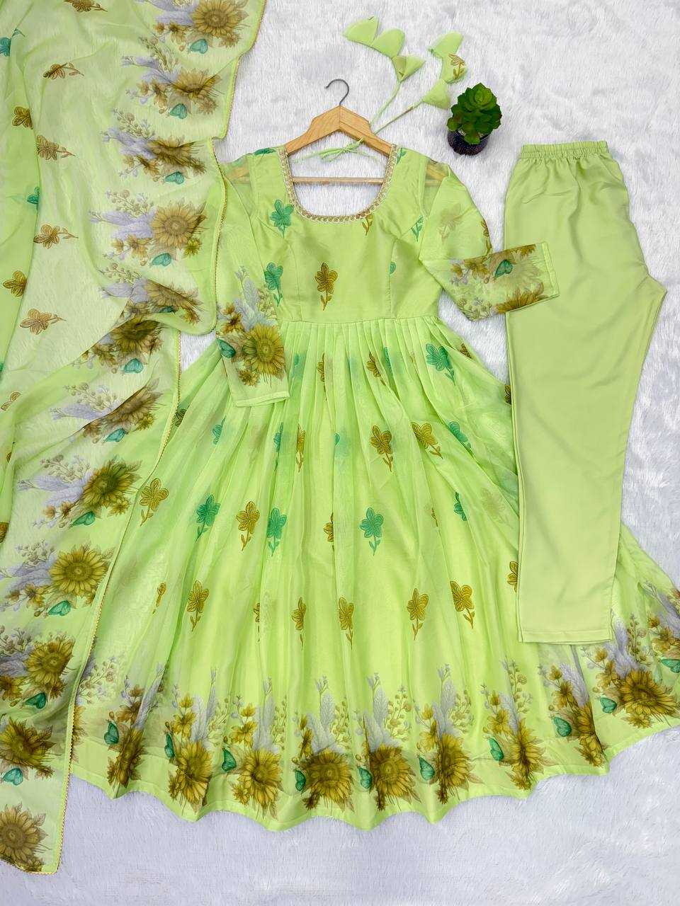 Ynf Organza KESH617 16 Gowns Wholesale Printed Gowns Fancy Gowns Lightweight Gowns Manufacturer- Kapda Export