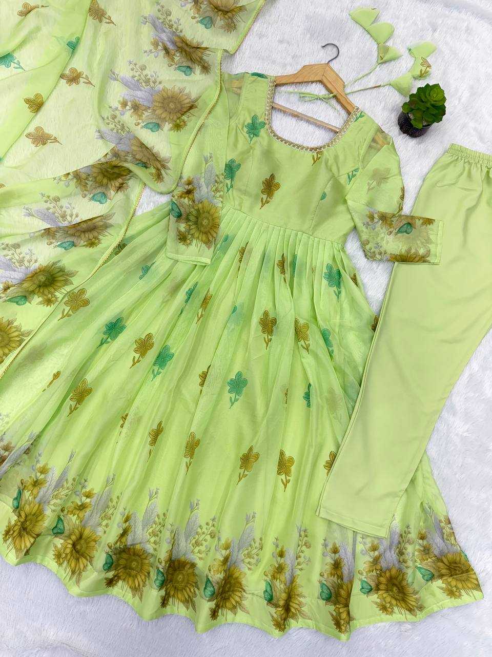 Ynf Organza KESH617 16 Gowns Wholesale Printed Gowns Fancy Gowns Lightweight Gowns Manufacturer- Kapda Export