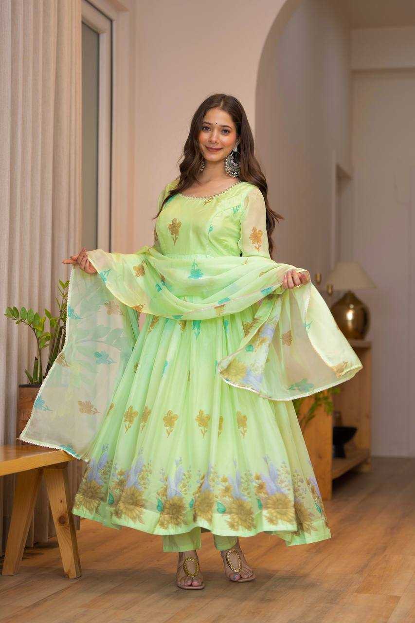 Ynf Organza KESH617 16 Gowns Wholesale Printed Gowns Fancy Gowns Lightweight Gowns Manufacturer- Kapda Export