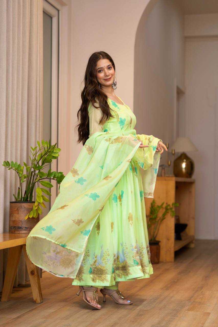 Ynf Organza KESH617 16 Gowns Wholesale Printed Gowns Fancy Gowns Lightweight Gowns Manufacturer- Kapda Export