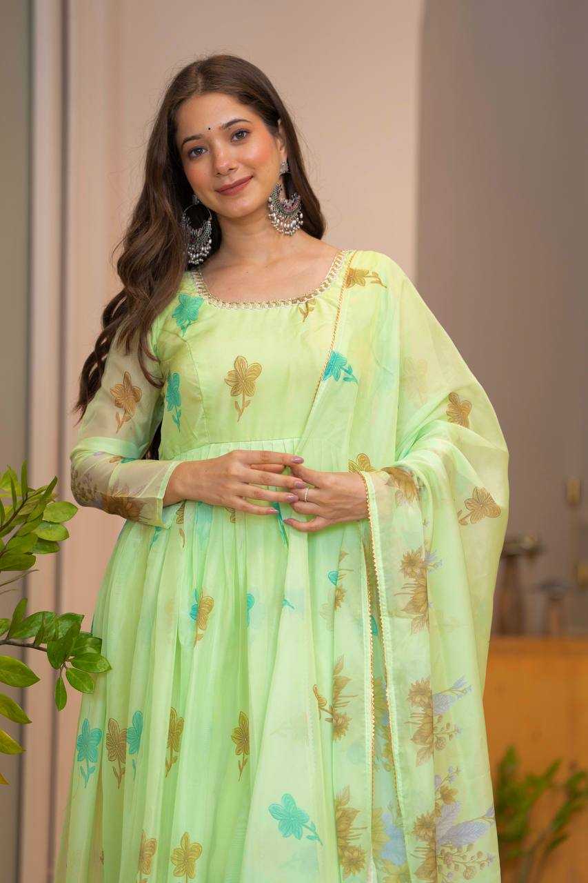 Ynf Organza KESH617 16 Gowns Wholesale Printed Gowns Fancy Gowns Lightweight Gowns Manufacturer- Kapda Export