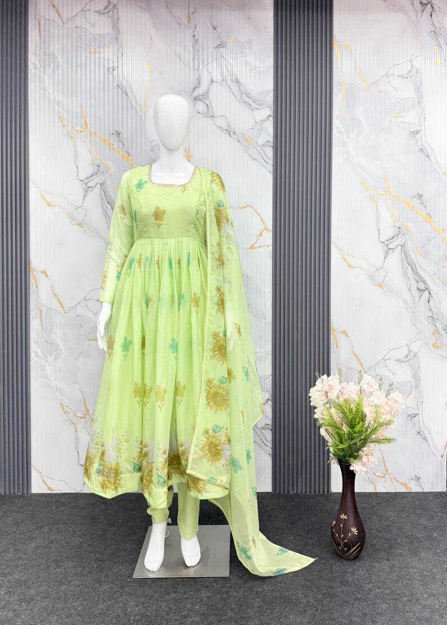 Ynf Organza KESH617 16 Gowns Wholesale Printed Gowns Fancy Gowns Lightweight Gowns Manufacturer- Kapda Export