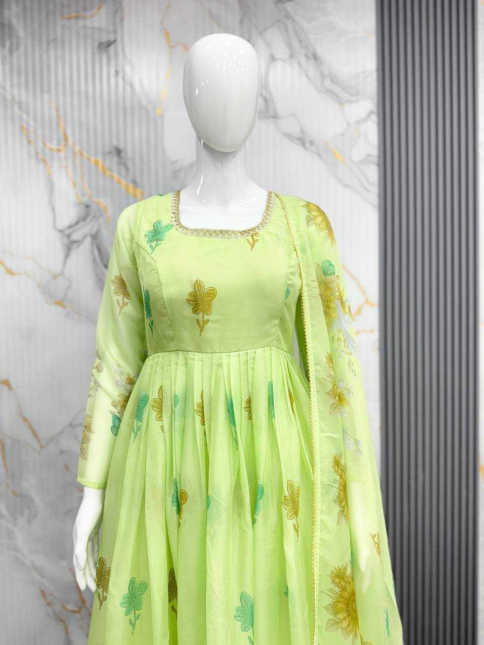 Ynf Organza KESH617 16 Gowns Wholesale Printed Gowns Fancy Gowns Lightweight Gowns Manufacturer- Kapda Export