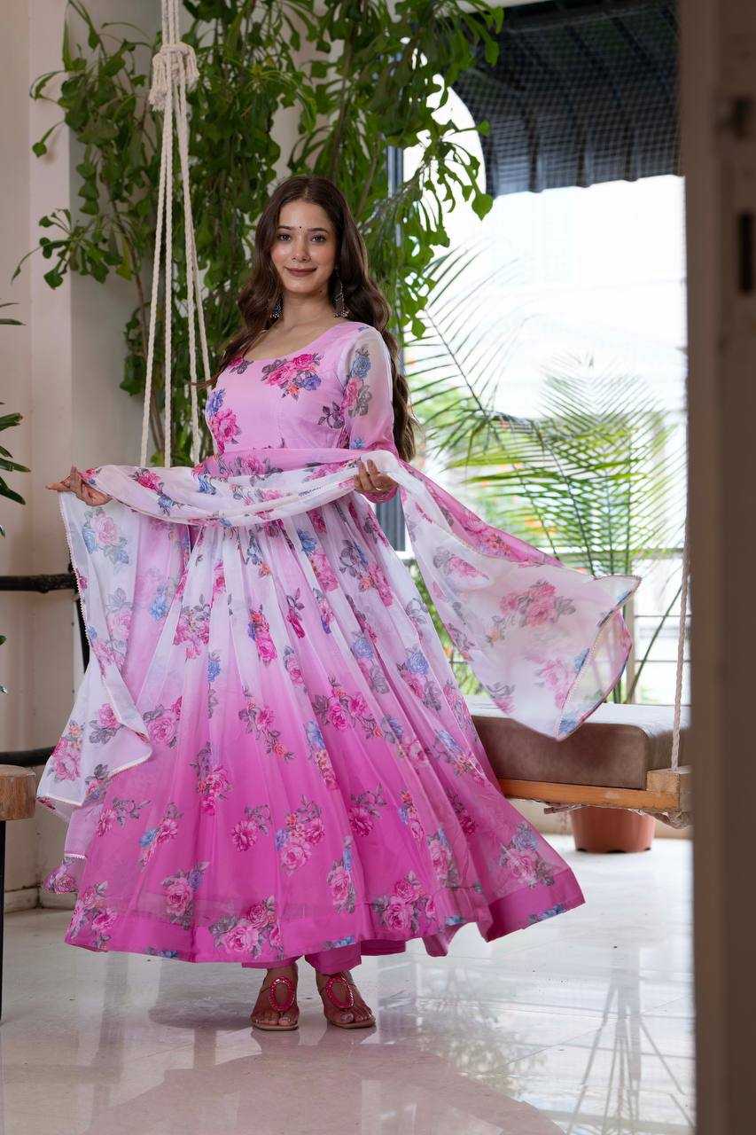 Ynf Organza KESH617 17 Gowns Wholesale Printed Gowns Fancy Gowns Lightweight Gowns Manufacturer- Kapda Export
