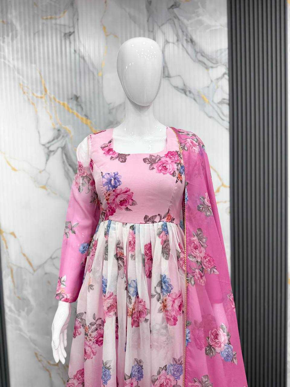 Ynf Organza KESH617 17 Gowns Wholesale Printed Gowns Fancy Gowns Lightweight Gowns Manufacturer- Kapda Export