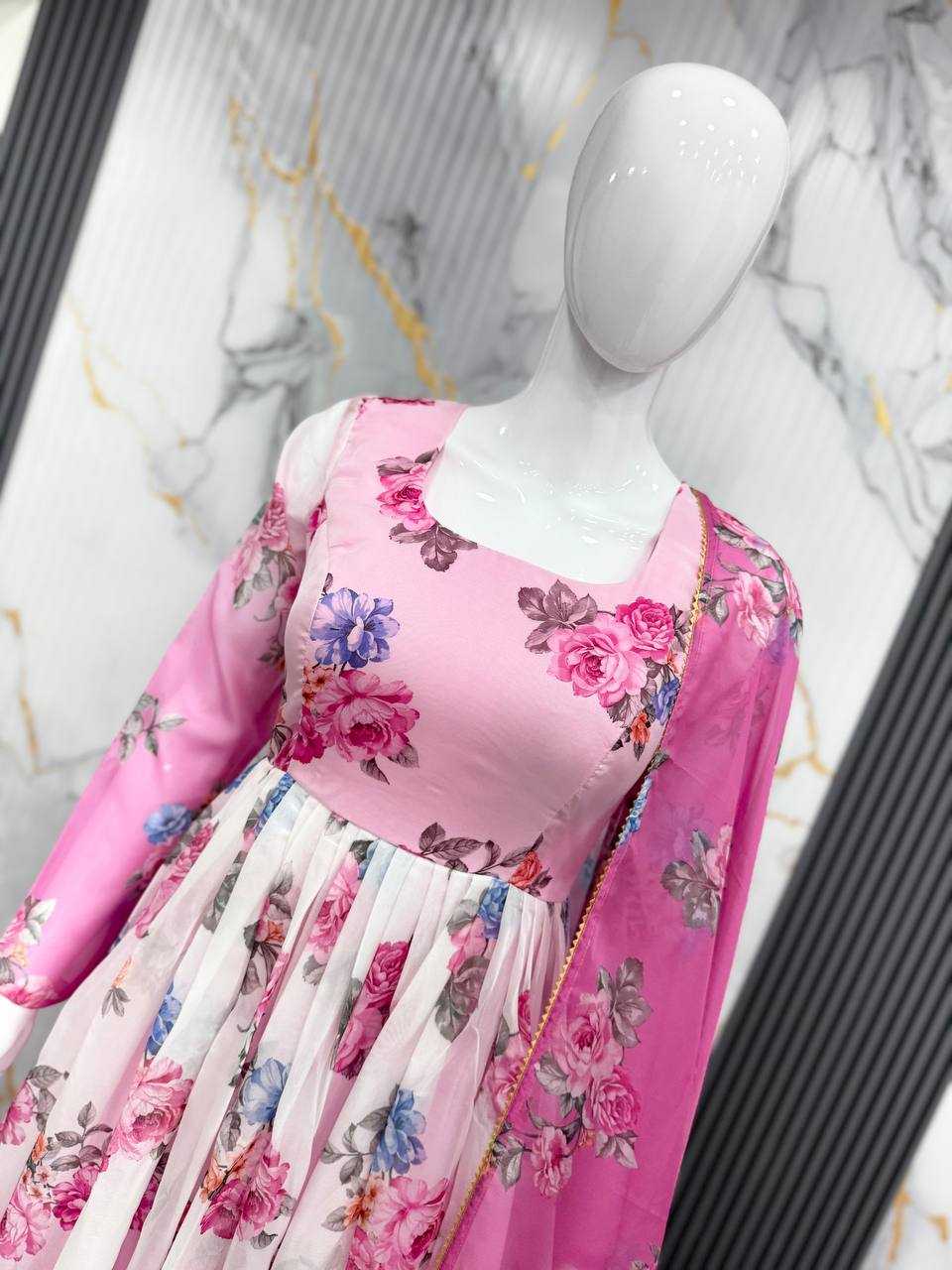 Ynf Organza KESH617 17 Gowns Wholesale Printed Gowns Fancy Gowns Lightweight Gowns Manufacturer- Kapda Export