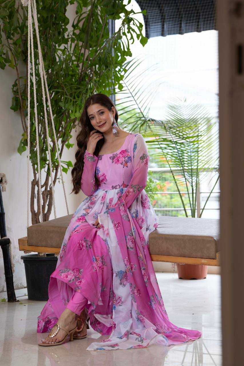 Ynf Organza KESH617 17 Gowns Wholesale Printed Gowns Fancy Gowns Lightweight Gowns Manufacturer- Kapda Export