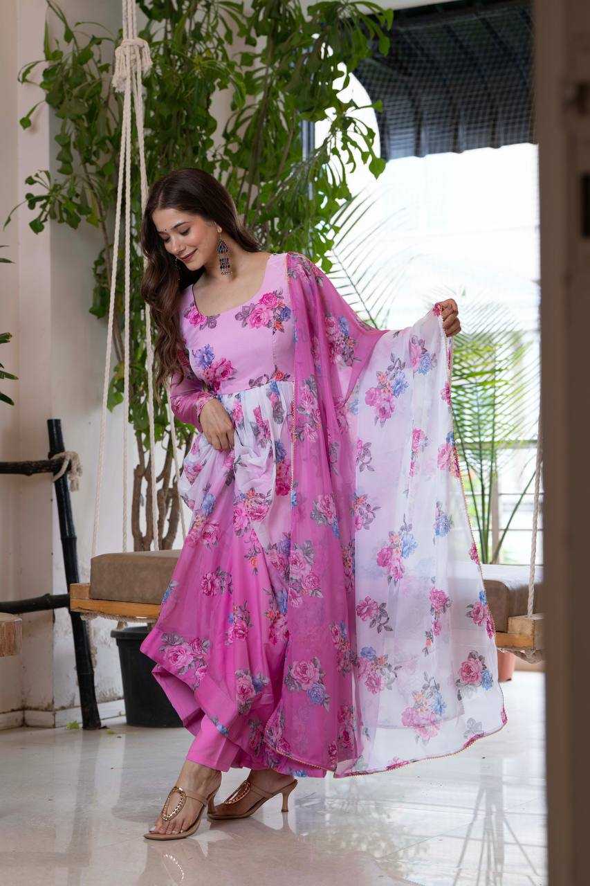 Ynf Organza KESH617 17 Gowns Wholesale Printed Gowns Fancy Gowns Lightweight Gowns Manufacturer- Kapda Export